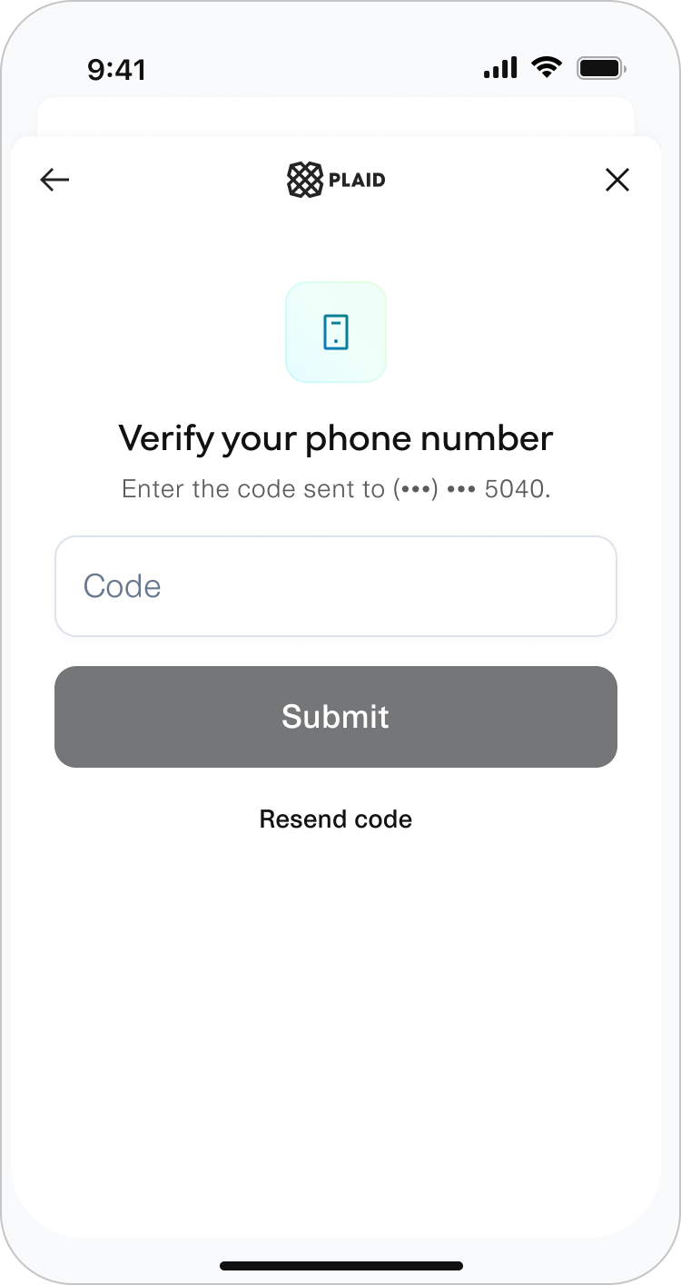 Once the phone number is verified, Link will close automatically.