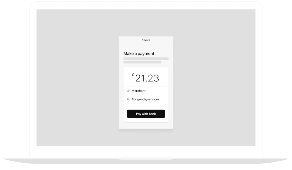 Payment screen showing amount £21.23 for goods/services with 'Pay with bank' button on a Plaid OAuth integration page.