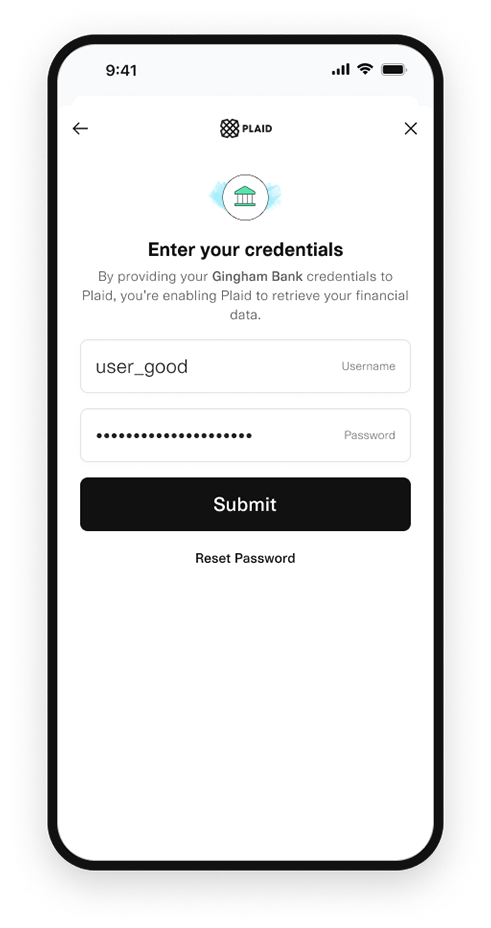 They enter their credentials, or proceed through an OAuth flow.