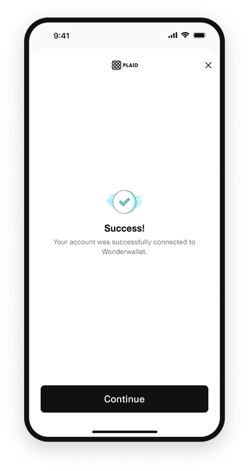 This user has successfully connected to this institution, and it's now available for them to connect to the next time they start the returning user experience.